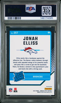 Jonah Elliss #257 2024 Panini Donruss Optic PSA 9 Blue Hyper