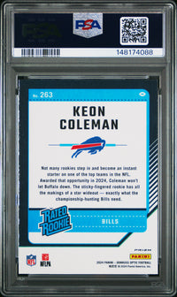 Keon Coleman #263 2024 Panini Donruss Optic PSA 6 Blue Hyper