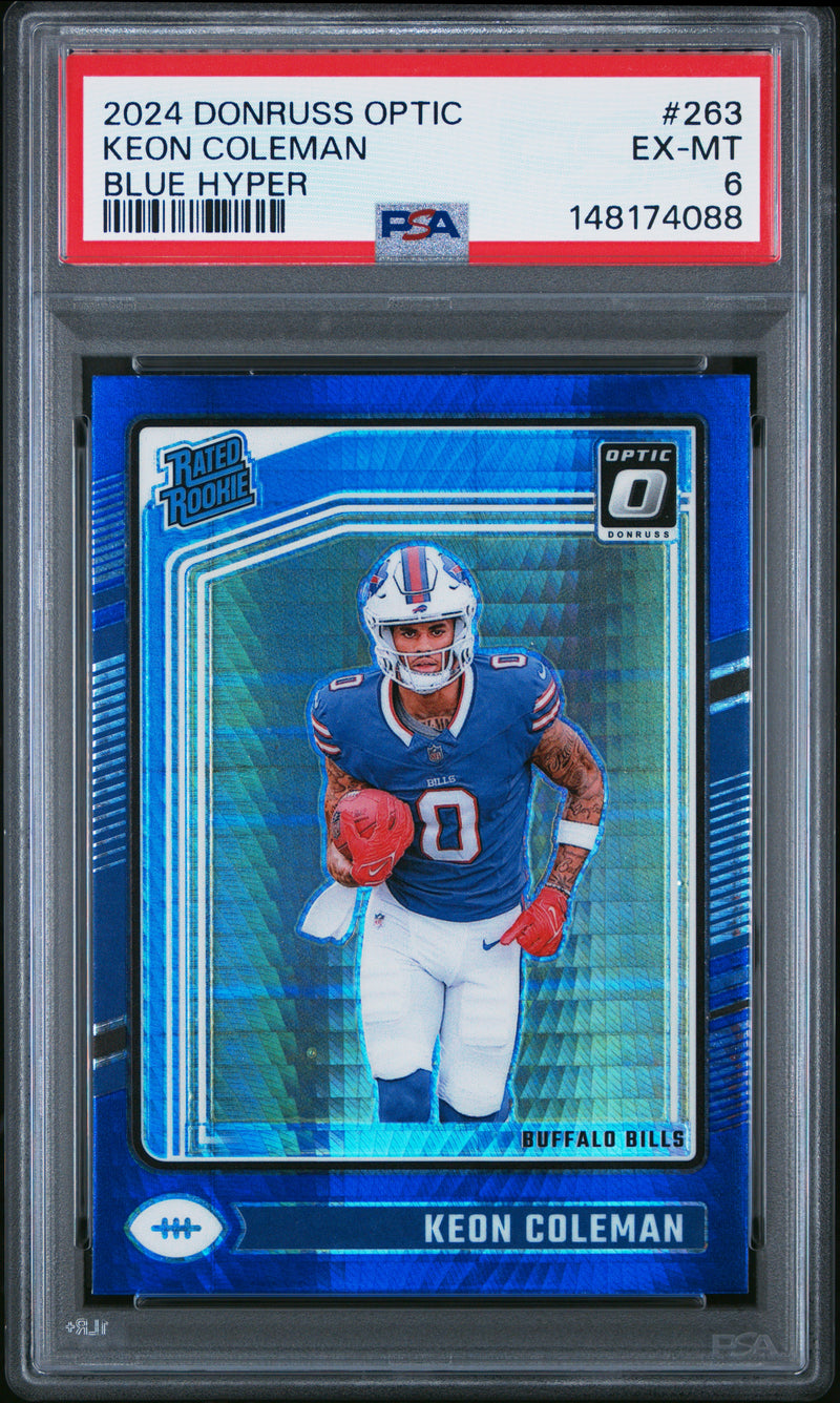 Keon Coleman #263 2024 Panini Donruss Optic PSA 6 Blue Hyper