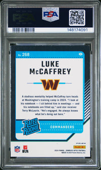 Luke Mccaffrey #268 2024 Panini Donruss Optic PSA 8 Blue Hyper