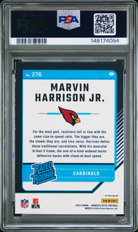 Marvin Harrison Jr. #276 2024 Panini Donruss Optic PSA 8 Blue Hyper