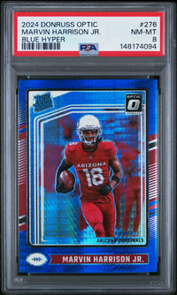 Marvin Harrison Jr. #276 2024 Panini Donruss Optic PSA 8 Blue Hyper