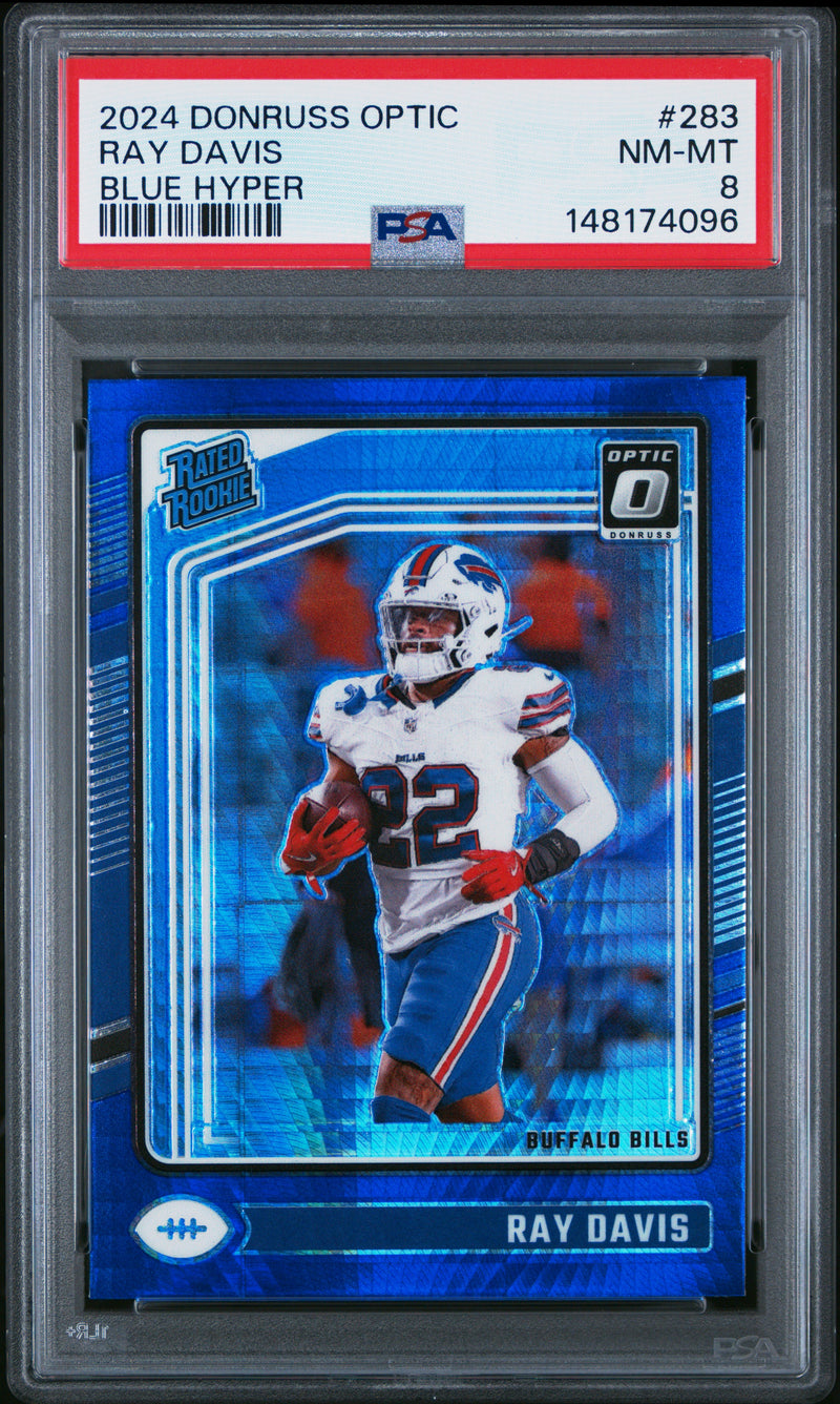 Ray Davis #283 2024 Panini Donruss Optic PSA 8 Blue Hyper