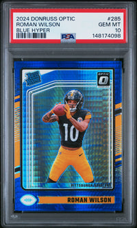 Roman Wilson #285 2024 Panini Donruss Optic PSA 10 Blue Hyper