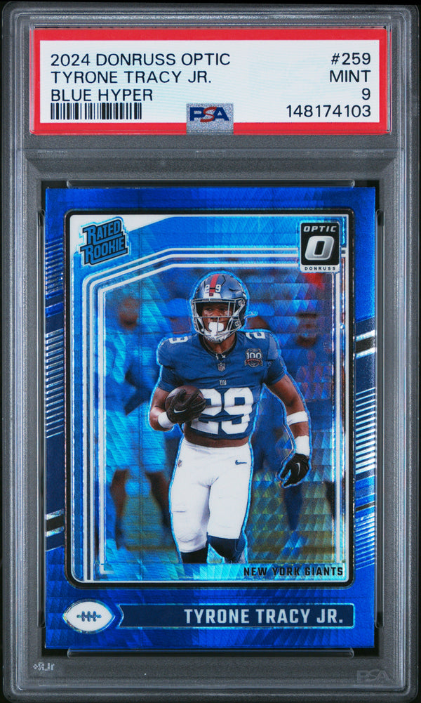 Tyrone Tracy Jr. #259 2024 Panini Donruss Optic PSA 9 Blue Hyper