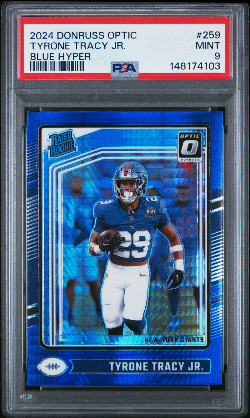 Tyrone Tracy Jr. #259 2024 Panini Donruss Optic PSA 9 Blue Hyper