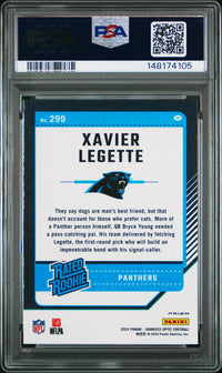 Xavier Legette #299 2024 Panini Donruss Optic PSA 10 Blue Hyper