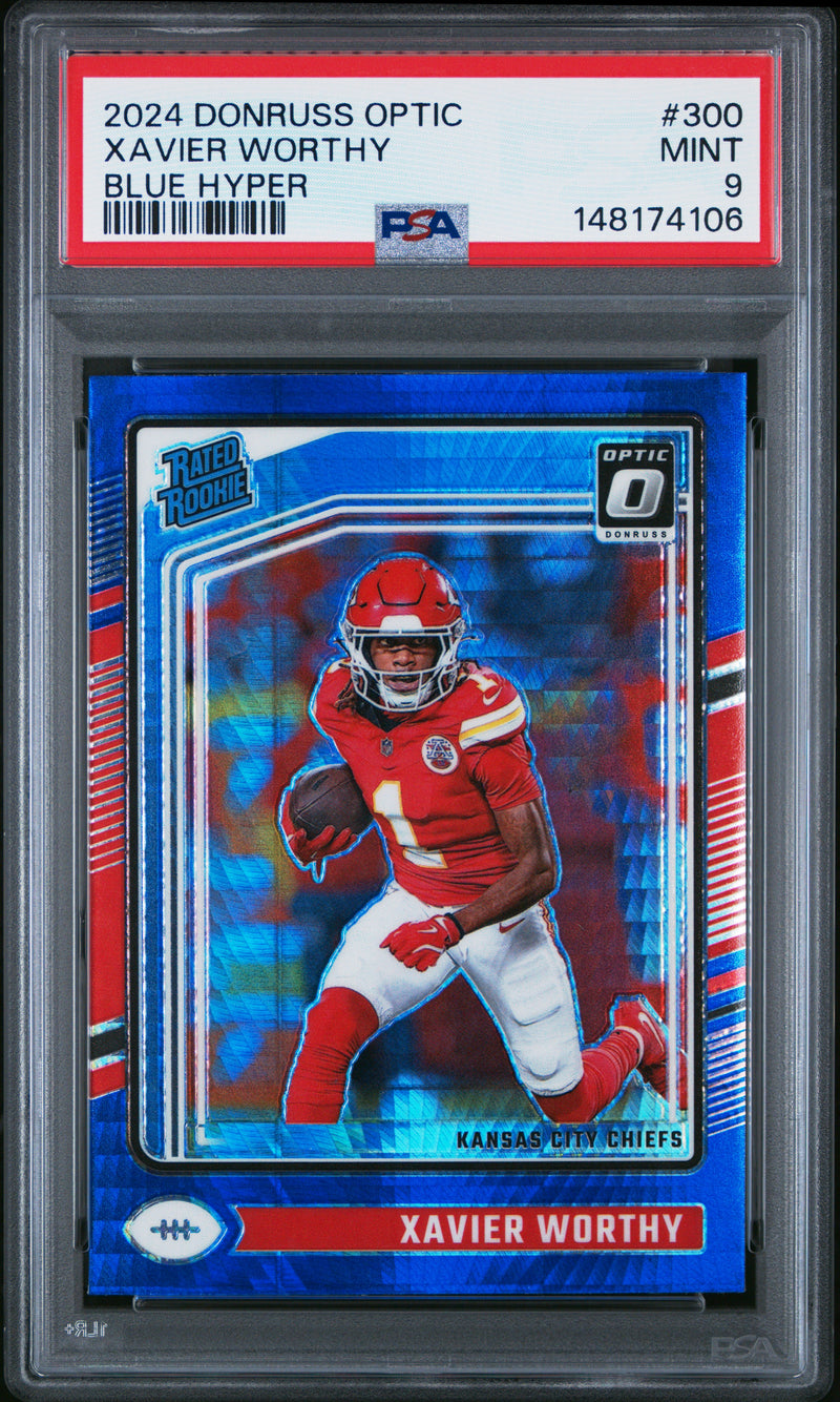 Xavier Worthy #300 2024 Panini Donruss Optic PSA 9 Blue Hyper