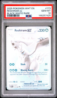 Reshiram Ex #173 2025 Pokemon Wht En-White Flare PSA 10 Black White Rare
