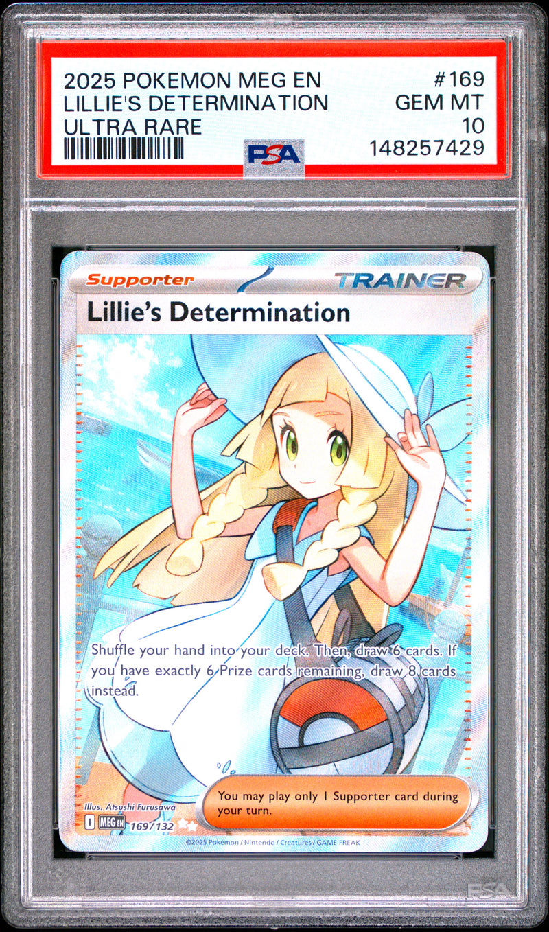 Lillie's Determination #169 2025 Pokemon Meg En-Mega Evolution PSA 10 Ultra Rare