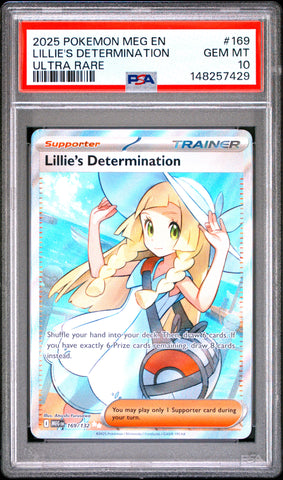 Lillie's Determination #169 2025 Pokemon Meg En-Mega Evolution PSA 10 Ultra Rare