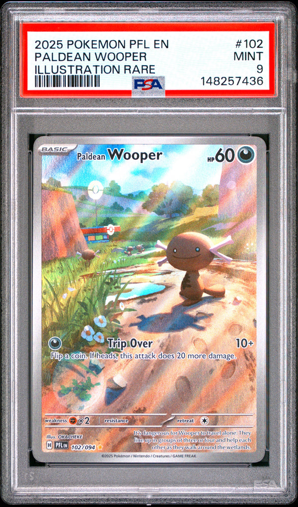 Paldean Wooper #102 2025 Pokemon Pfl En-Phantasmal Flames PSA 9 IR