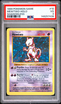 Mewtwo-Holo #10 1999 Pokemon Game PSA 3 Shadowless