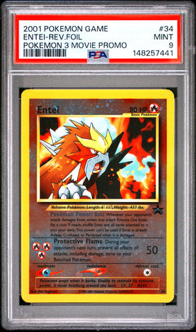 Entei-Rev.Foil #34 2001 Pokemon Game Movie PSA 9 Pokemon 3 Movie Promo