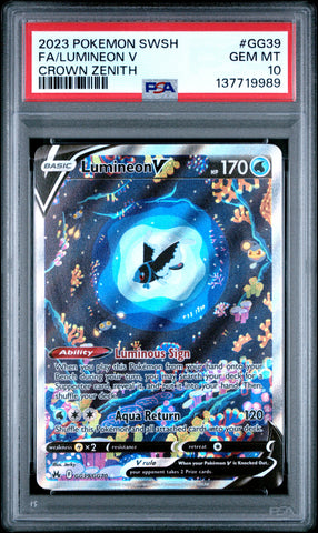 Lumineon V #GG39 2023 Pokemon Sword And Shield Crown Zenith PSA 10