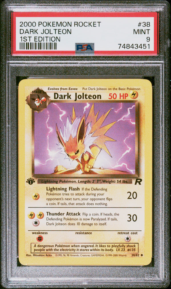 Dark Jolteon #38 2000 Pokemon Rocket PSA 9 1st Edition