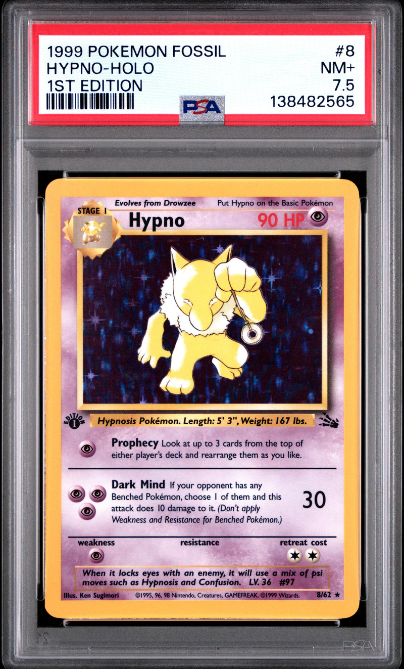 Hypno-Holo #8 1999 Pokemon Fossil PSA 7.5 1st Edition