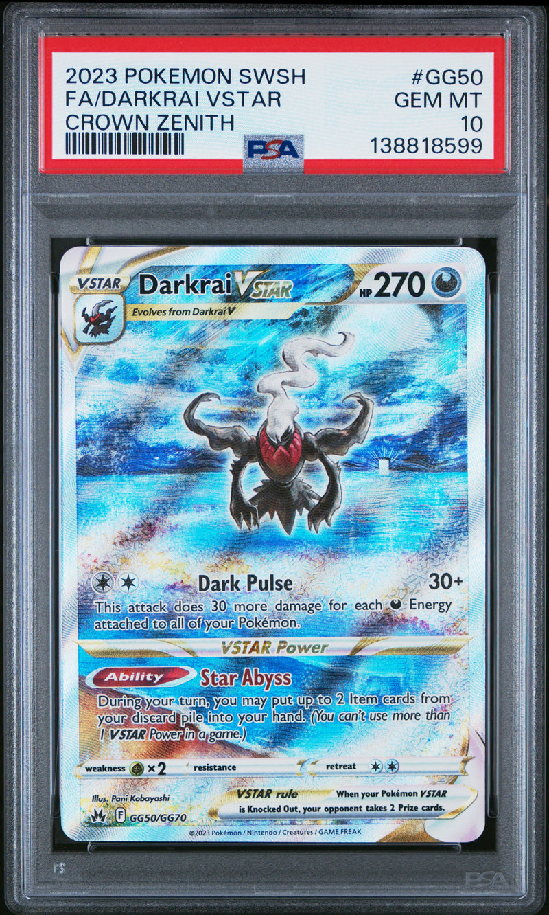 Darkrai Vstar #GG50 2023 Pokemon Sword And Shield Crown Zenith PSA 10