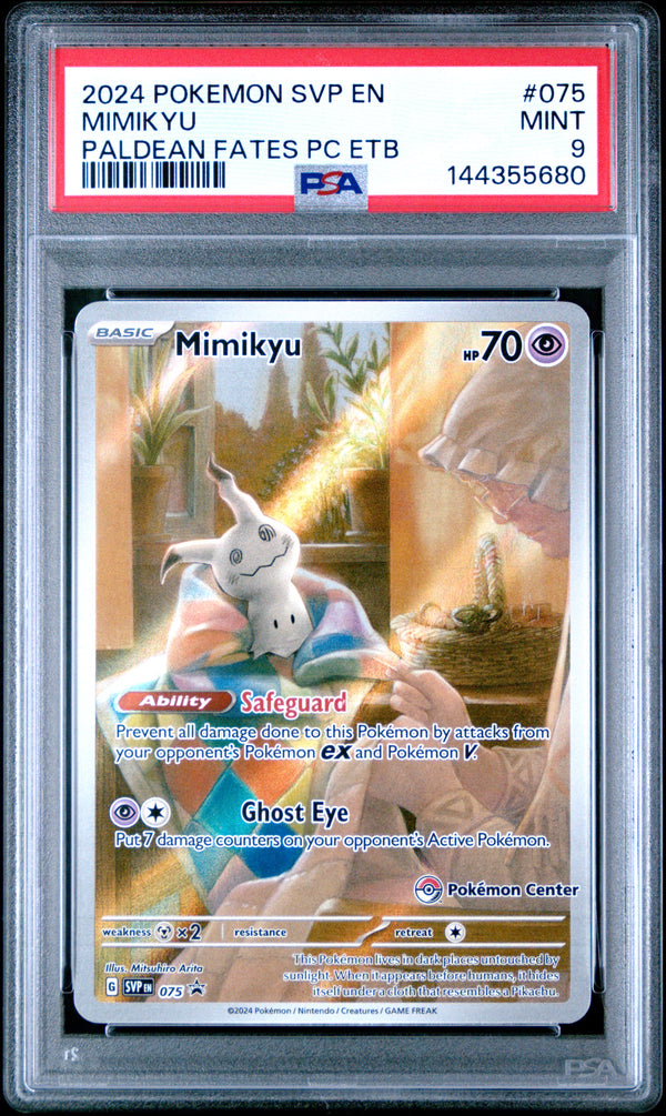 Mimikyu #075 2024 Pokemon Svp En-Sv Black Star Promo PSA 9 Paldean Fates Pc Etb