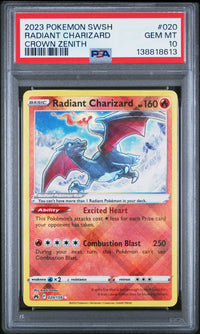 Radiant Charizard #020 2023 Pokemon Sword And Shield Crown Zenith PSA 10