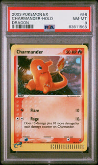 Charmander #98 2003 Pokemon Ex Dragon PSA 8 Dragon