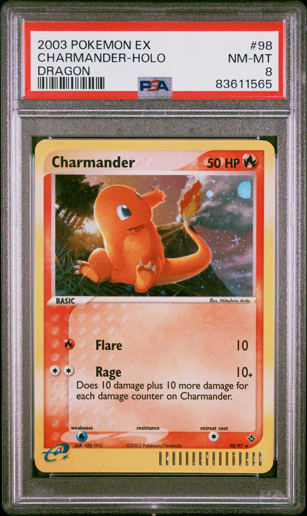 Charmander #98 2003 Pokemon Ex Dragon PSA 8 Dragon