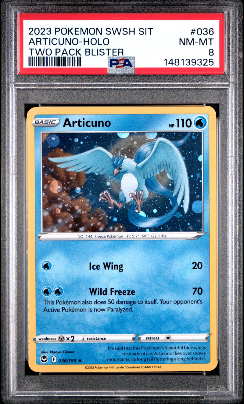 Articuno-Holo #036 2023 Pokemon Silver Tempest PSA 8