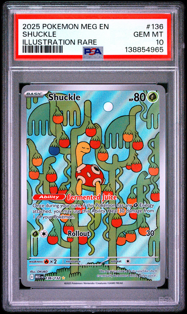 Shuckle #136 2025 Pokemon Meg En-Mega Evolution PSA 10 Illustration Rare