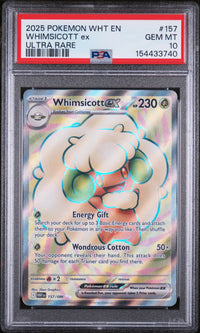 Whimsicott Ex #157 2025 Pokemon Wht En-White Flare PSA 10 Ultra Rare