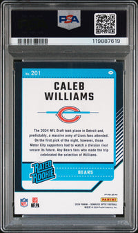 Caleb Williams #201 2024 Panini Donruss Optic PSA 9 Green Velocity