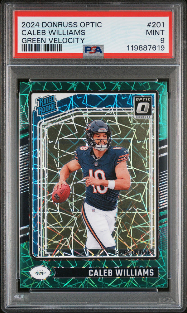 Caleb Williams #201 2024 Panini Donruss Optic PSA 9 Green Velocity