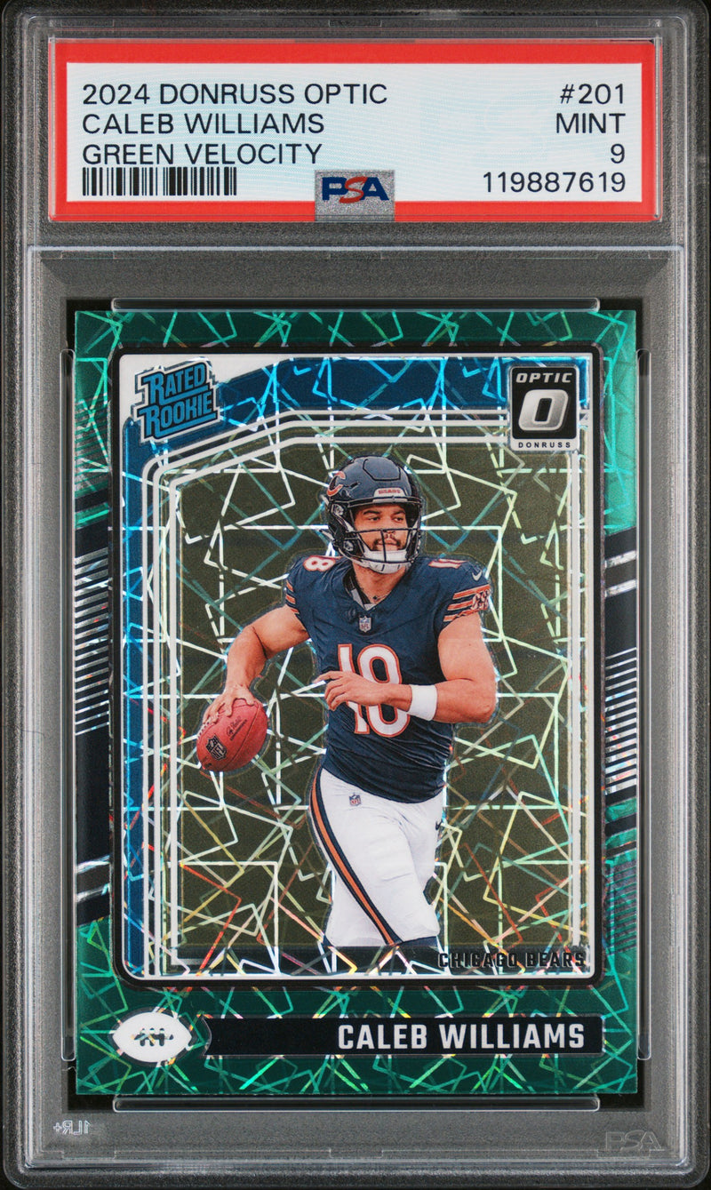 Caleb Williams #201 2024 Panini Donruss Optic PSA 9 Green Velocity