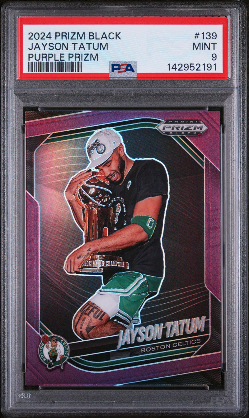 Jayson Tatum #139 2024 Panini Prizm Black PSA 9 Purple Prizm