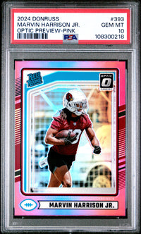 Marvin Harrison Jr. #393 2024 Panini Donruss PSA 10 Optic Preview-Pink