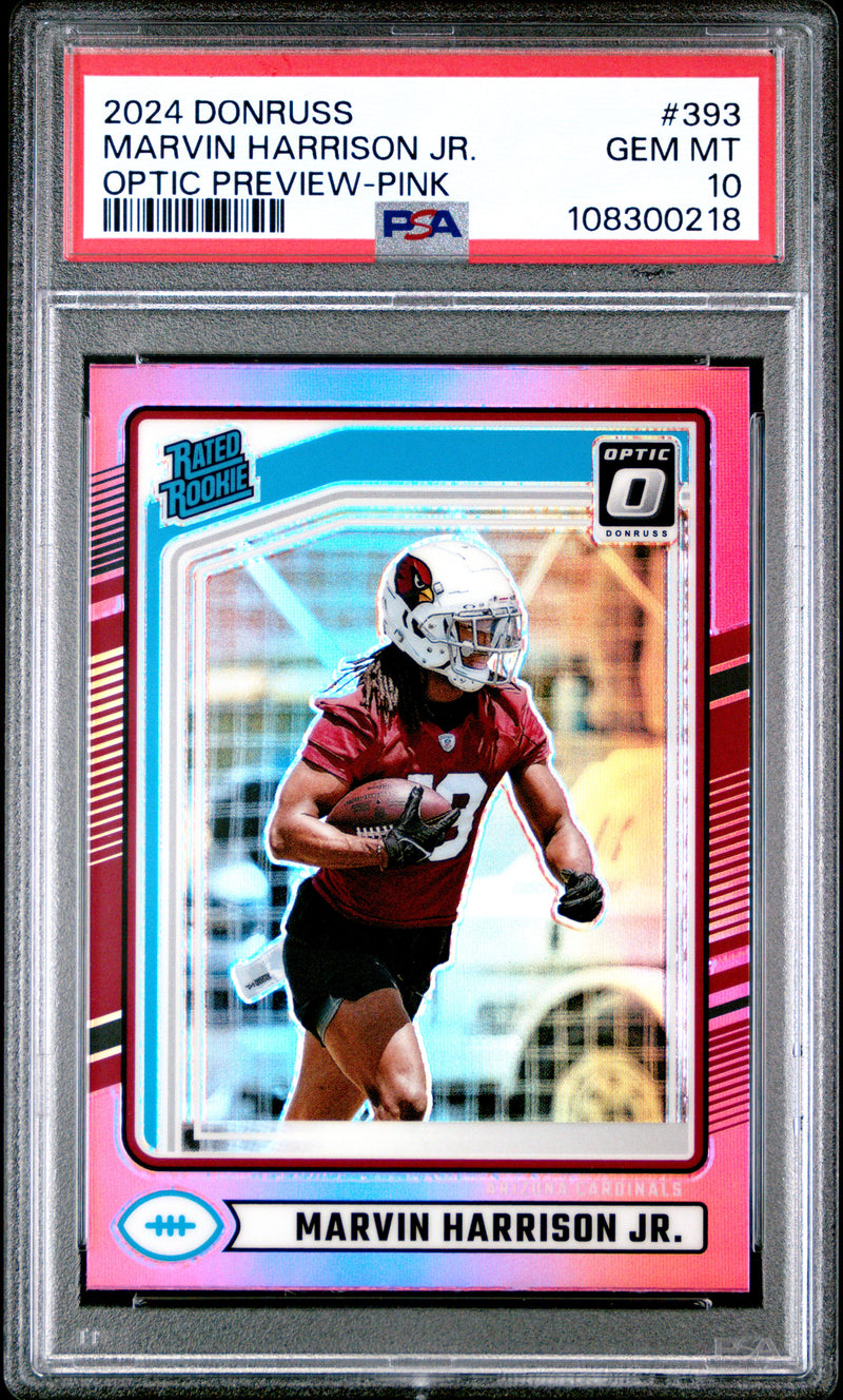 Marvin Harrison Jr. #393 2024 Panini Donruss PSA 10 Optic Preview-Pink