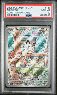 Meowth #106 2025 Pokemon Pfl En-Phantasmal Flames PSA 10 Illustration Rare a