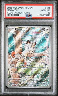 Meowth #106 2025 Pokemon Pfl En-Phantasmal Flames PSA 10 Illustration Rare b