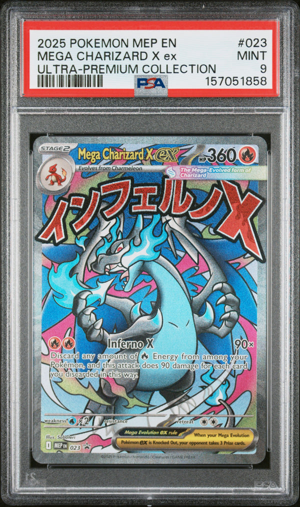 Mega Charizard X Ex #023 2025 Pokemon Mep En Black Star Promo PSA 9 a