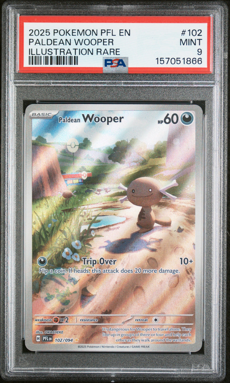 Paldean Wooper #102 2025 Pokemon Pfl En-Phantasmal Flames PSA 9 IR b