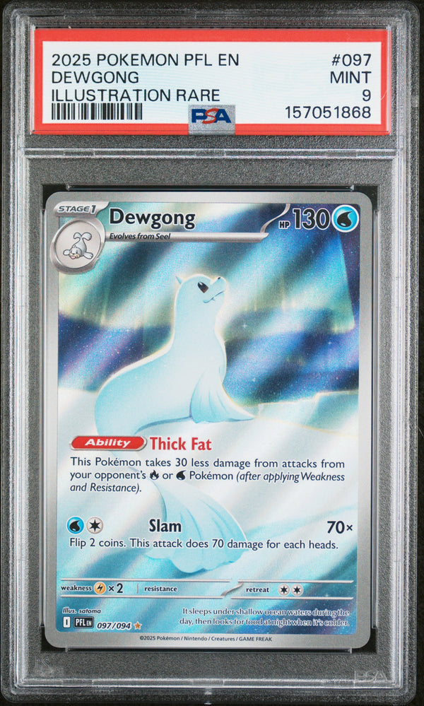 Dewgong #097 2025 Pokemon Pfl En-Phantasmal Flames PSA 9 Illustration Rare
