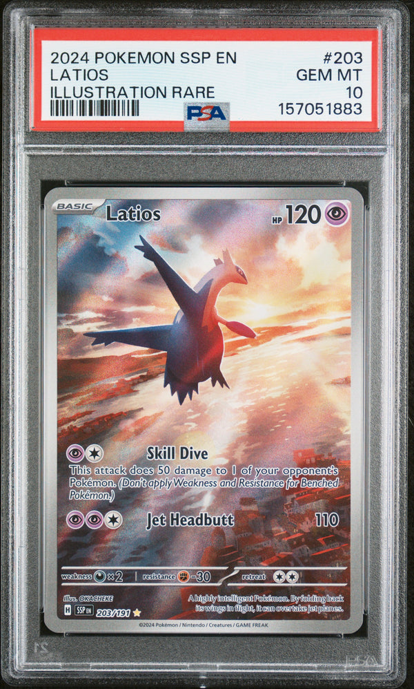 Latios #203 2024 Pokemon Ssp En-Surging Sparks PSA 10 Illustration Rare