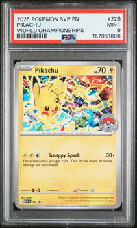 Pikachu #225 2025 Pokemon Svp En-Sv Black Star Promo PSA 9 World Championships