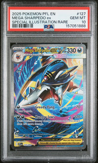 Mega Sharpedo Ex #127 2025 Pokemon Pfl En-Phantasmal Flames PSA 10 SIR b