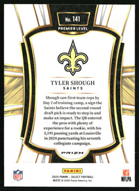 Tyler Shough #141 2025 Panini Select Black and Green Prizm Shock