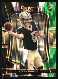 Tyler Shough #141 2025 Panini Select Black and Green Prizm Shock