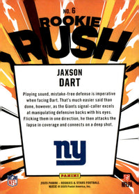 Jaxson Dart #6 2025 Panini Rookies & Stars Rookie Rush