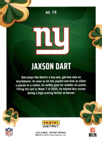 Jaxson Dart #14 2025 Panini Instant Lucky Clover Coins