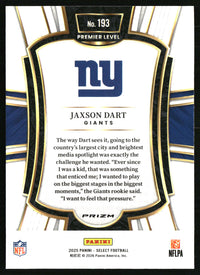 Jaxson Dart #193 2025 Panini Select Red and Blue Prizm Shock