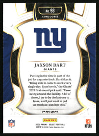 Jaxson Dart #93 2025 Panini Select Black and Red Prizm Shock