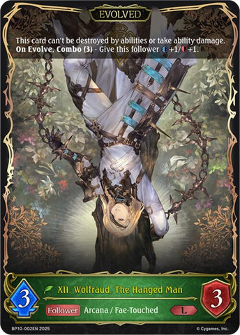 XII. Wolfraud, The Hanged Man (Evolved) (BP10-002EN) [Gods of the Arcana]